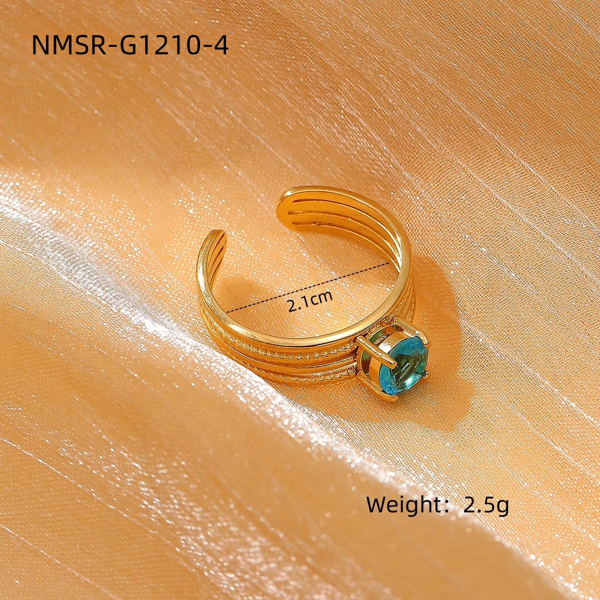 Luxury Colorful Round Zircon Ring 18K PVD Stainless Steel Minimalist Open Rings Non Tarnish Fine Jewelry Women Gift Adjustable