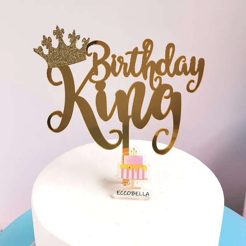 Queen King Princess Prince Acrylic Crown Cake Toppers for Christmas Graduation Easter Halloween Ramadan Cake Decorating Supplies