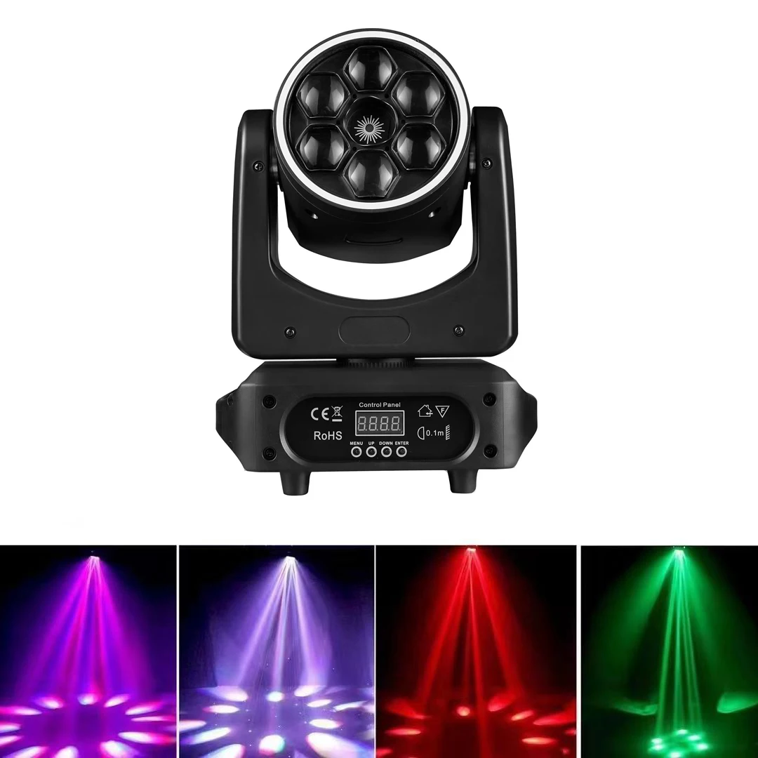 Mini bee eye 6x15w RGBW 4 in1 LED Bee Eye Laser Rotating Beam Effect Club Moving Head DJ Disco Event Stage Light With Hola Ring