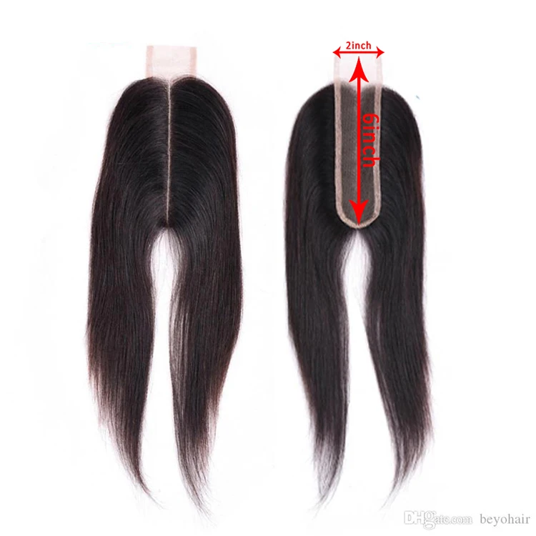 Straight Closure 2x6 Lace Closure Peruvian Closure With Baby Hair Human Hair Three Free Middle Part Malaysian Indian Remy