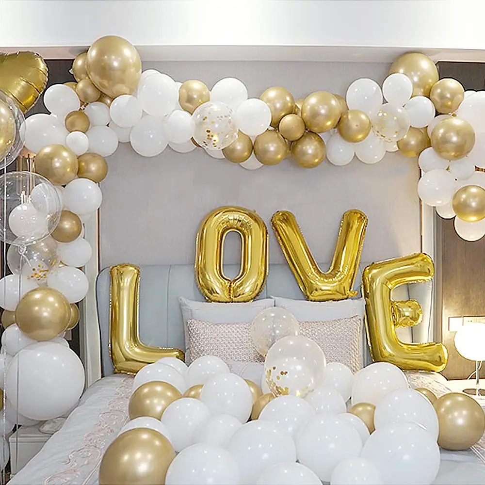 Wholesale 102 pcs Latex Gold Metal Balloon Gold Confetti Balloon Great for Wedding decoration balloon garland  Kit