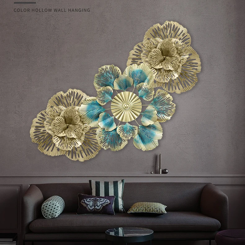 Wall Decor Nordic Flower Mirror Bedroom Living Room Hanging Metal Modern Accents Gold Luxury Art Decorative Home Wall Decor