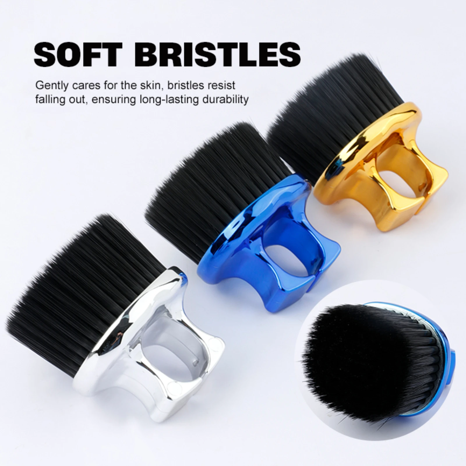 Electroplating Men Beard Barber Care Cleaning Brush customize logo Ring Handle Finger Barber Brush Knuckle brush