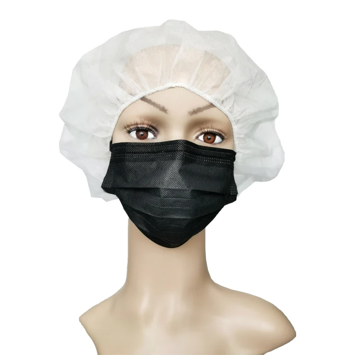 Civil protective 3ply nonwoven disposable black mask filter protection breathable surgical medical mask with elastic earloops