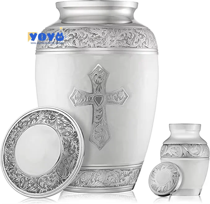 Yoyo New Arrival Brass Elegant Memorial Cremation Pet Urn For Pet Ashes/christ Cross Metal Cremation Urn Gold Adult Funeral Urn