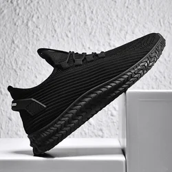 grey casual shoes lace up men fly knit shoes lightweight comfortable breathable walking sneakers tennis