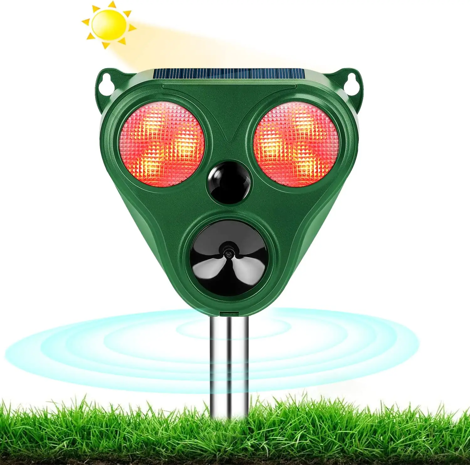 Saijzek.Ultrasonic Animal Repellent Outdoor Cat Deterrent Yard Repel Dogs Birds Skunks Rabbit Squirrels Deer Animal Repeller