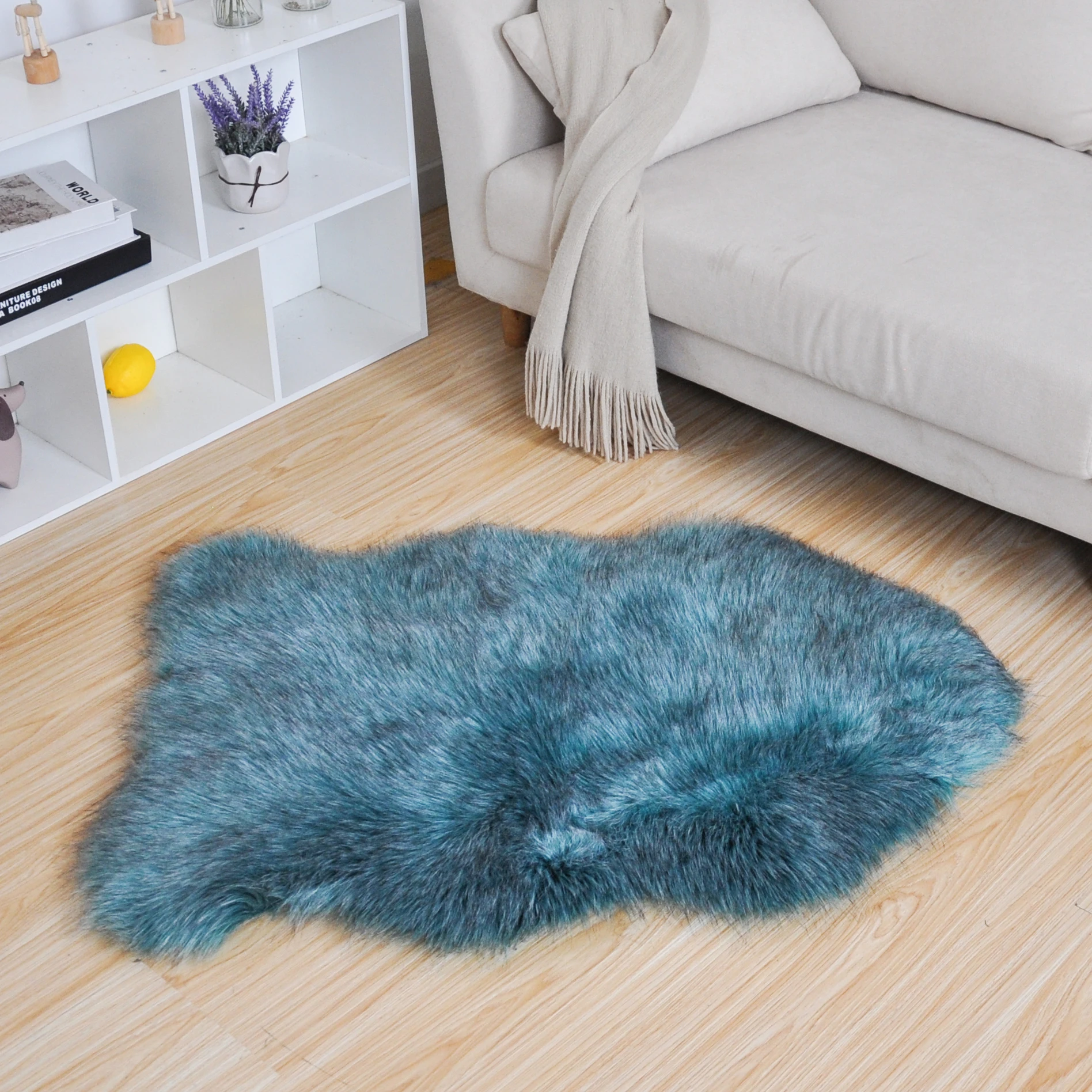 Nordic modern cozy furry tapis rug super smooth long pile teppich carpet imitation wolf fake fur tapis salon faux fur rugs