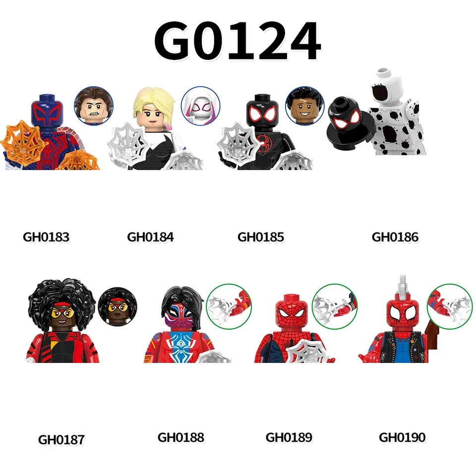 G0124 KT1069 Marvely Super Spider-Verse sets  Gwen Stacy Spider Punk Spot heroes mini Building Block Figure Plastic Toy G0120