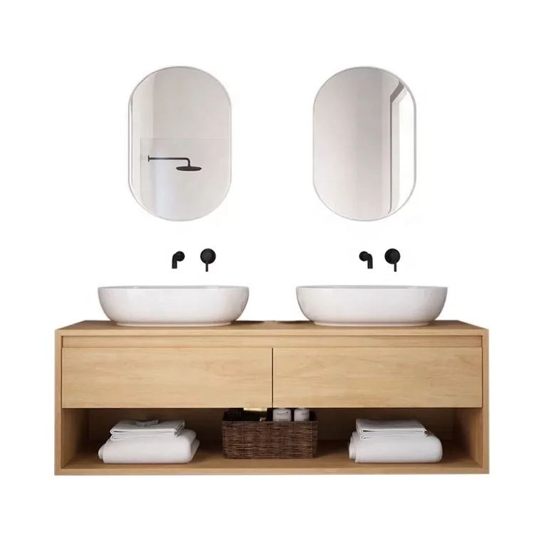 Double Sink Modern Cabinet Bathroom Vanity Solid Wood Bathroom Furniture Bathroom Storage Cabinet