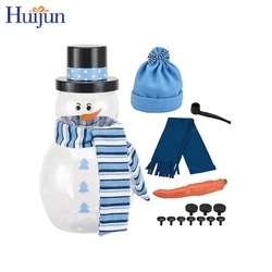 Friendly Winter Outdoor Activity Toy Christmas DIY Snowman Blue Dressing Tool Kit With Snowman Making Jar Snowman Decorating Kit