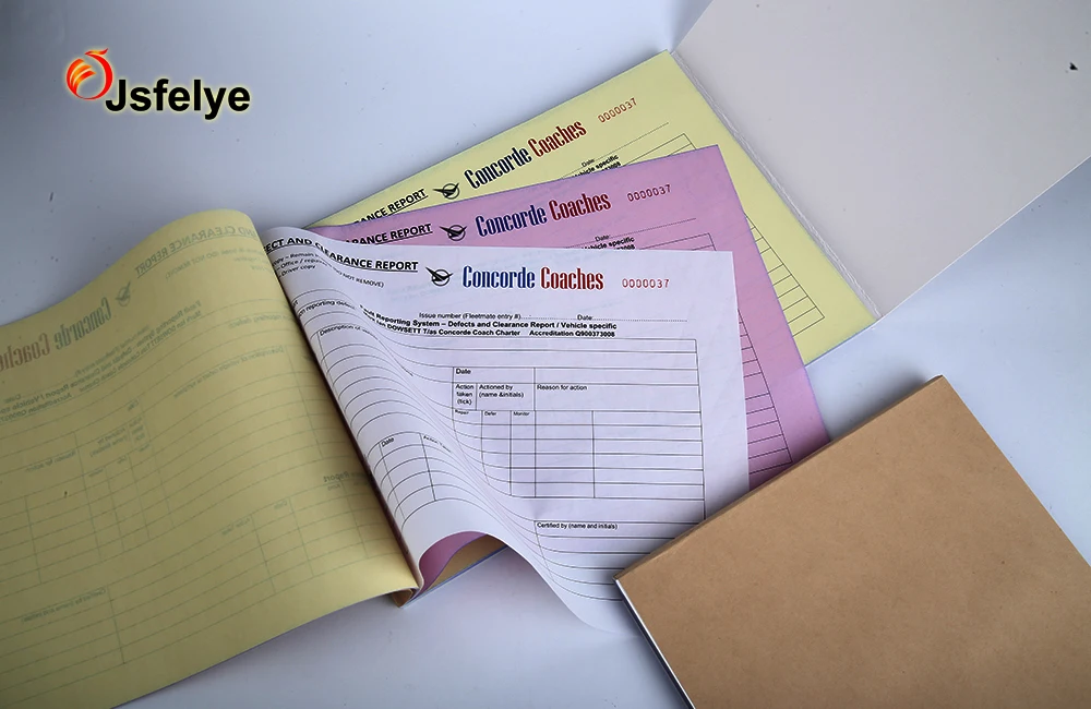 A4 210*297mm customs printing receipt book Carbonless Triplicate form with 3 sheet perforated