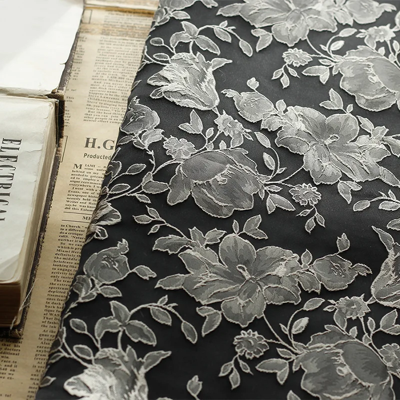 High Quality 2023 medium weight popular breath crisp fabric embroidery fabric white flower pattern clothing fabric