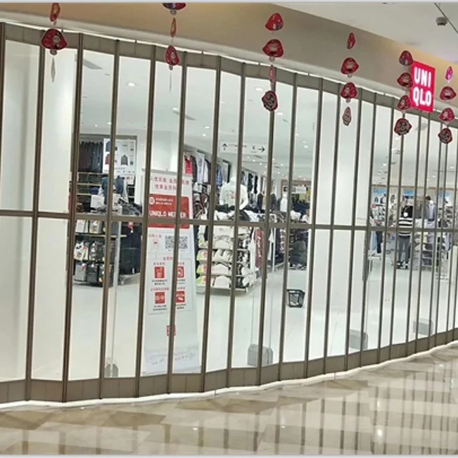 Aluminum transparent arc partition folding door custom PC crystal security anti-theft transparent Roll-up door