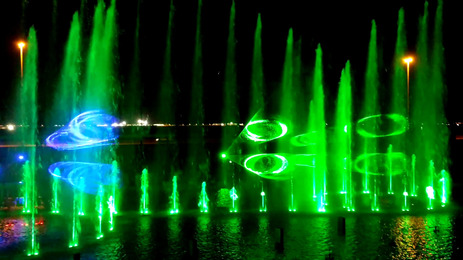 colorful music dancing outdoor water fountain