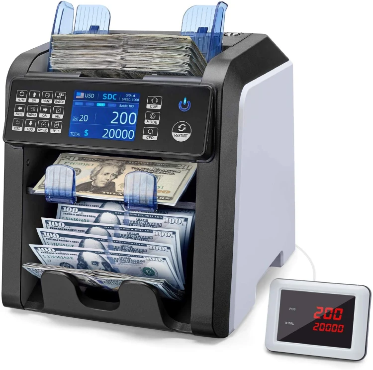 Basic Sorting 2 CIS Multi Language Interface RS-232 USB Support Currency Counter Sorter with Reject Pocket