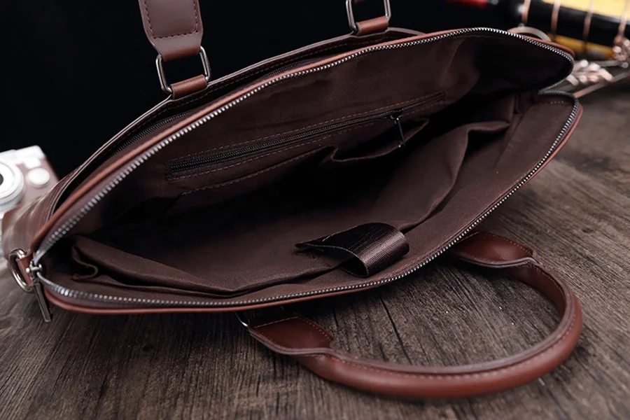 Винтажный деловой мужской портфель через плечо из искусственной кожи мужская сумка-тоут для ноутбука 15 6 дюйма деловые однотонные