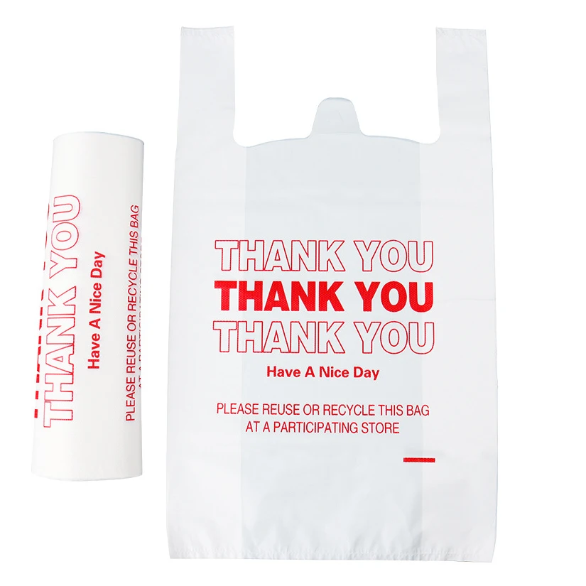 Customized Logo Biodegradable T-Shirt Shopping Bag Supermarket Side Gusset Bag with Gravure Printing PP Plastic Handle