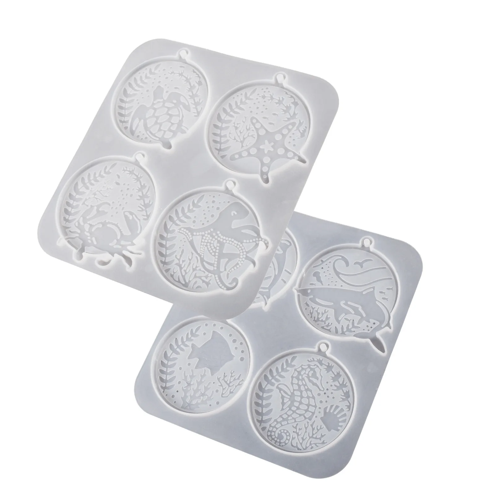 Marine Animal Silicone Resin Molds , Epoxy Resin Molds Round Shape Molds for Ornament Pendant  DIY Resin Gypsum Cement