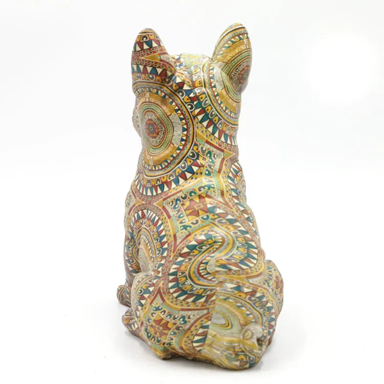 Wholesale resin water transfer painting modern dog sculpture, colored bulldog modern animal dog statue uk#