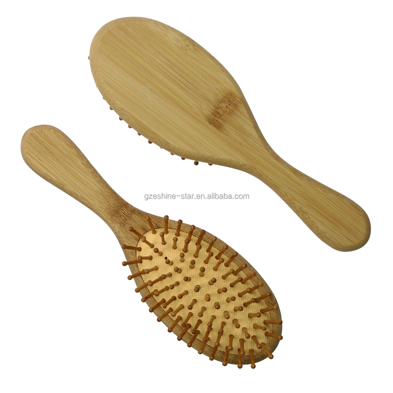 Eco-Friendly Natural Bamboo Bristles Wood Paddle Detangling Hairbrush for Massaging Scalp