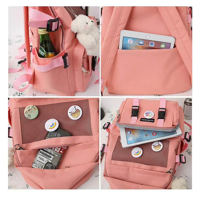 2022 hot selling new 4-piece kids school bag set girls schoolbags portable solid color school backpack bag for children bags
