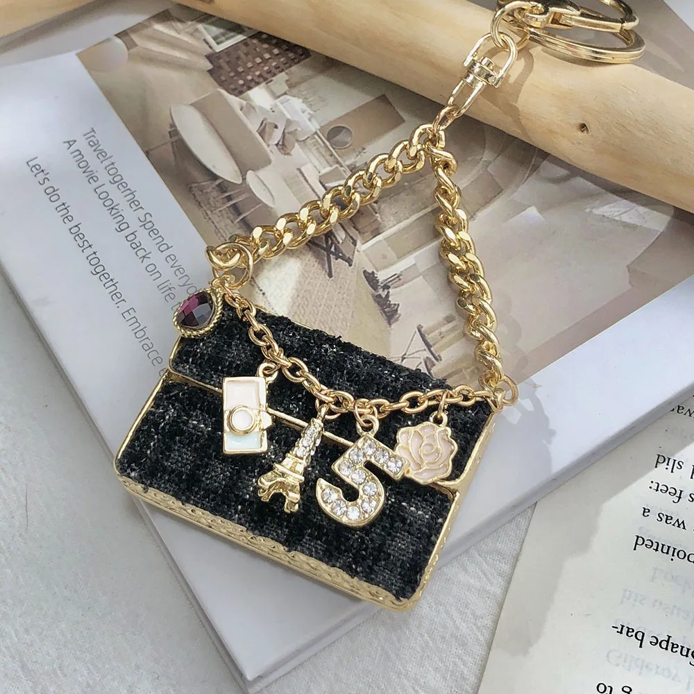 Korean Crystal Rhinestone Handbag Shape Keychain Keyring Lanyard Llavero Sparkling Purse Bag Charm Crystal Rhinestone Keychain