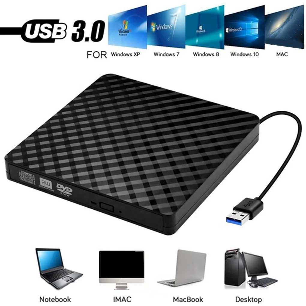Портативный Dvd Rom Usb3.0 драйвер компьютерная оптическая диска тонкий внешний Usb 3 0 Rw Cd писатель