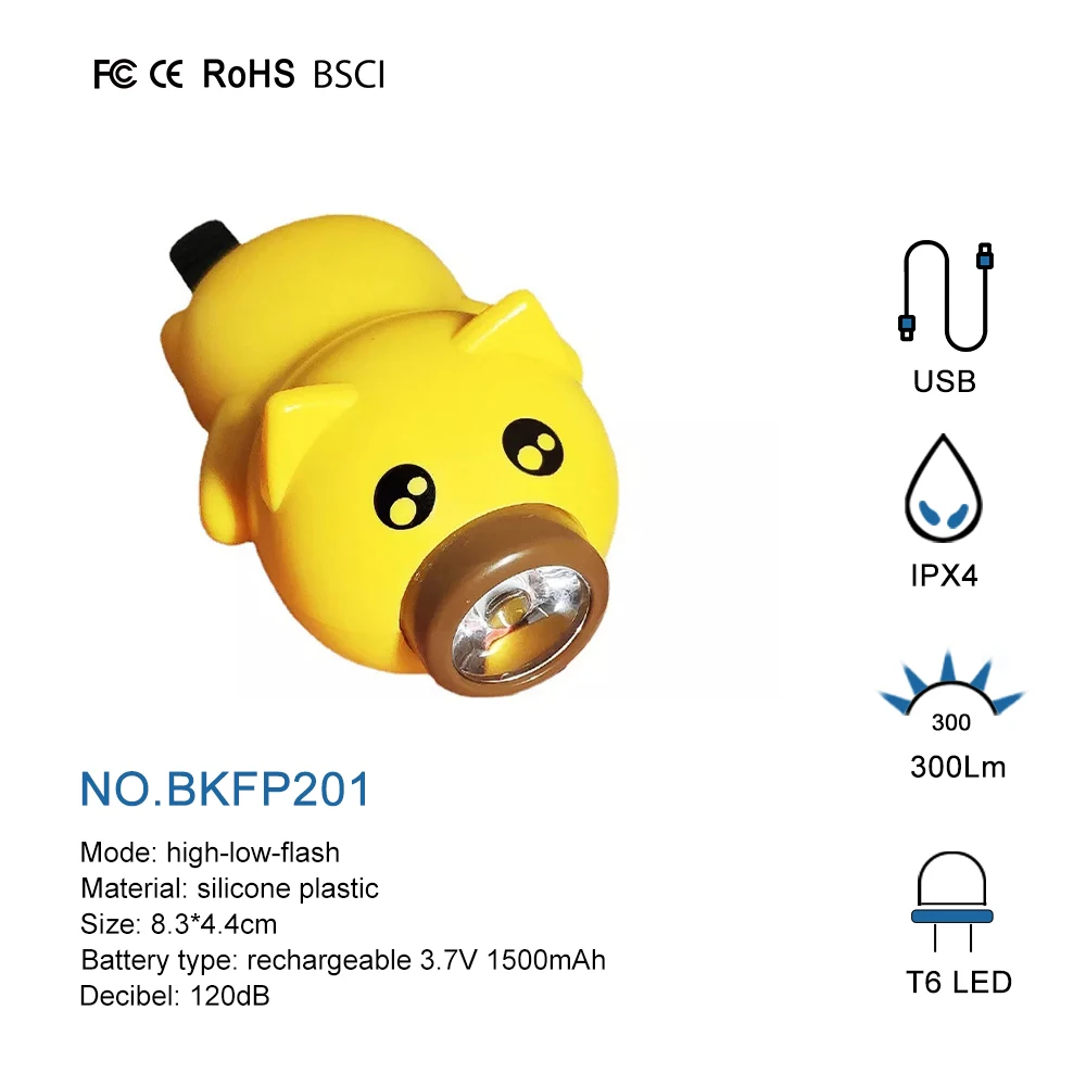 Popular Cute Kids Fly Pig Cycle Light And Horn Usb Rechargeable Horn Speaker Outdoor For Bicycle Handlebar Bicycle Light