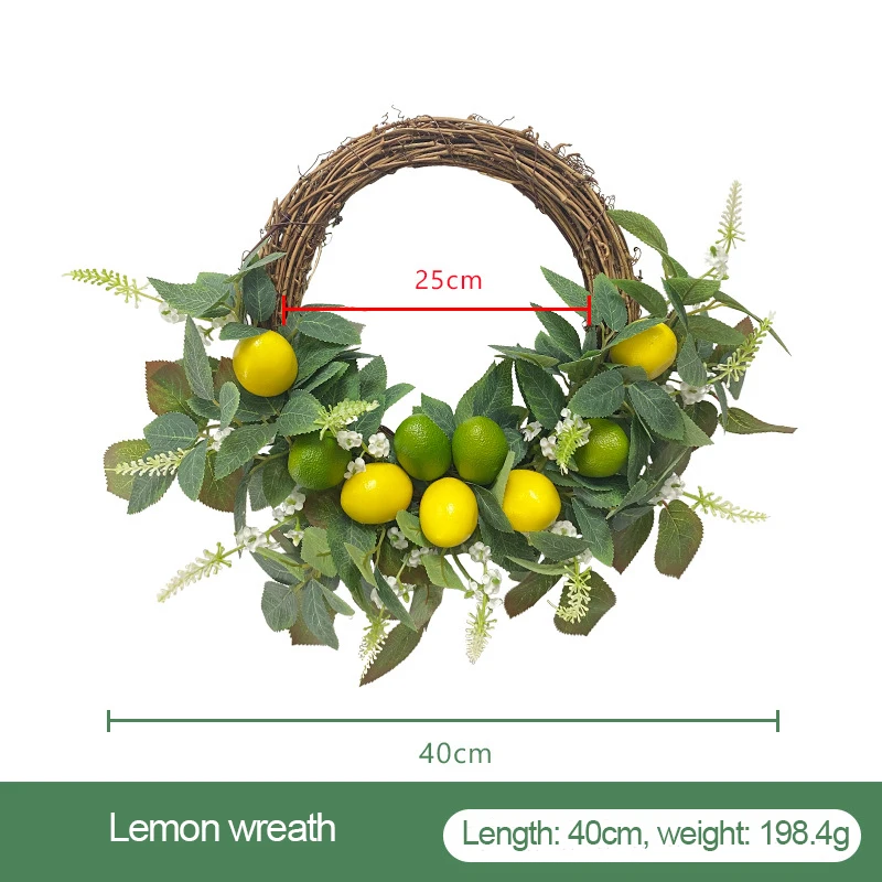 Lemon Decor Plant Spring Summer Wreath Artificial Greenery Lemon Garland with Foliage for Party Event Decoration