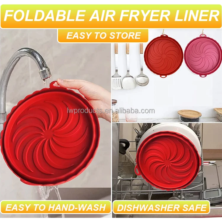 Kitchen Foldable Reusable Food Grade BPA Free Silicon Airfryer Baking Mold Pot Pan Bowl Basket Tray Silicone Air Fryer Liners