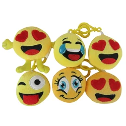 Customized Elastic Plush Ball Toy Plush Keyrings With Smile Angry Sad Different Emotion