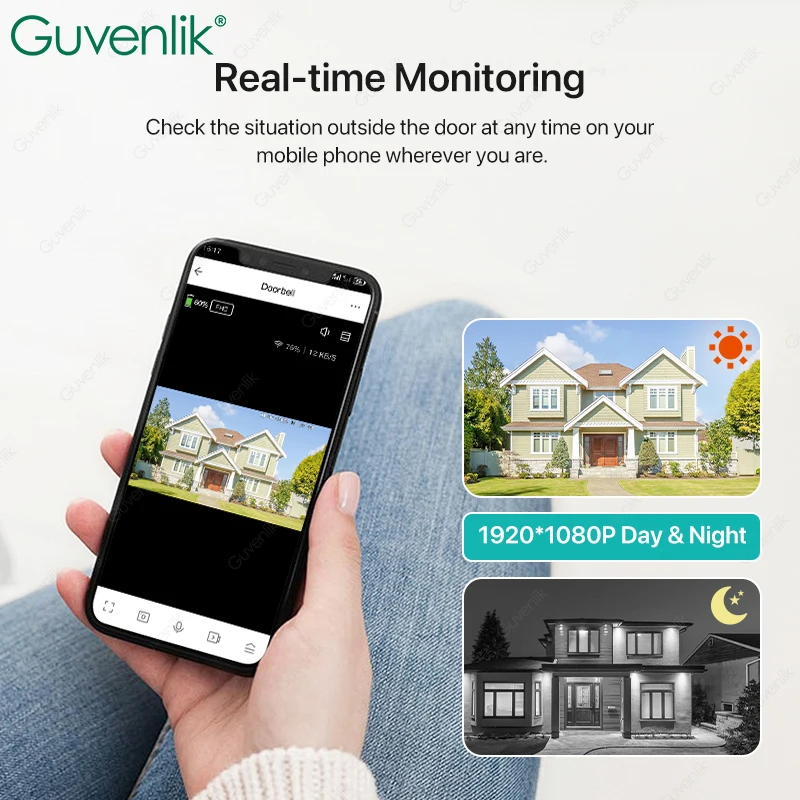 Guvenlik Wireless Door Camera Video Doorbell Wifi Smart Home Doorbell Camera Villa Alarm HD Video Doorbell Intercom Apartment