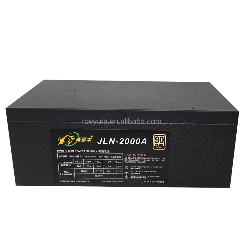 Roeyuta JLN-2000A 2000W AC180-264V Wide Voltage ATX Game DIY Server  GPU Power Supply 16pcs 6+2pin