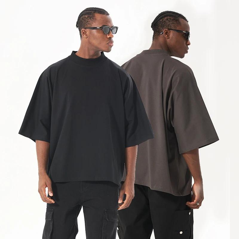 Мужская футболка большого размера с толстым воротником