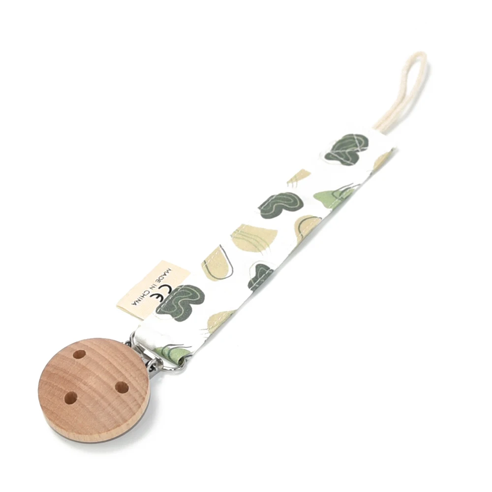 100% Cotton  Baby Fabric Pacifier Muselin Chain cotton  beech wooden metal clips Chewing Baby  hangable Pacifier Clip