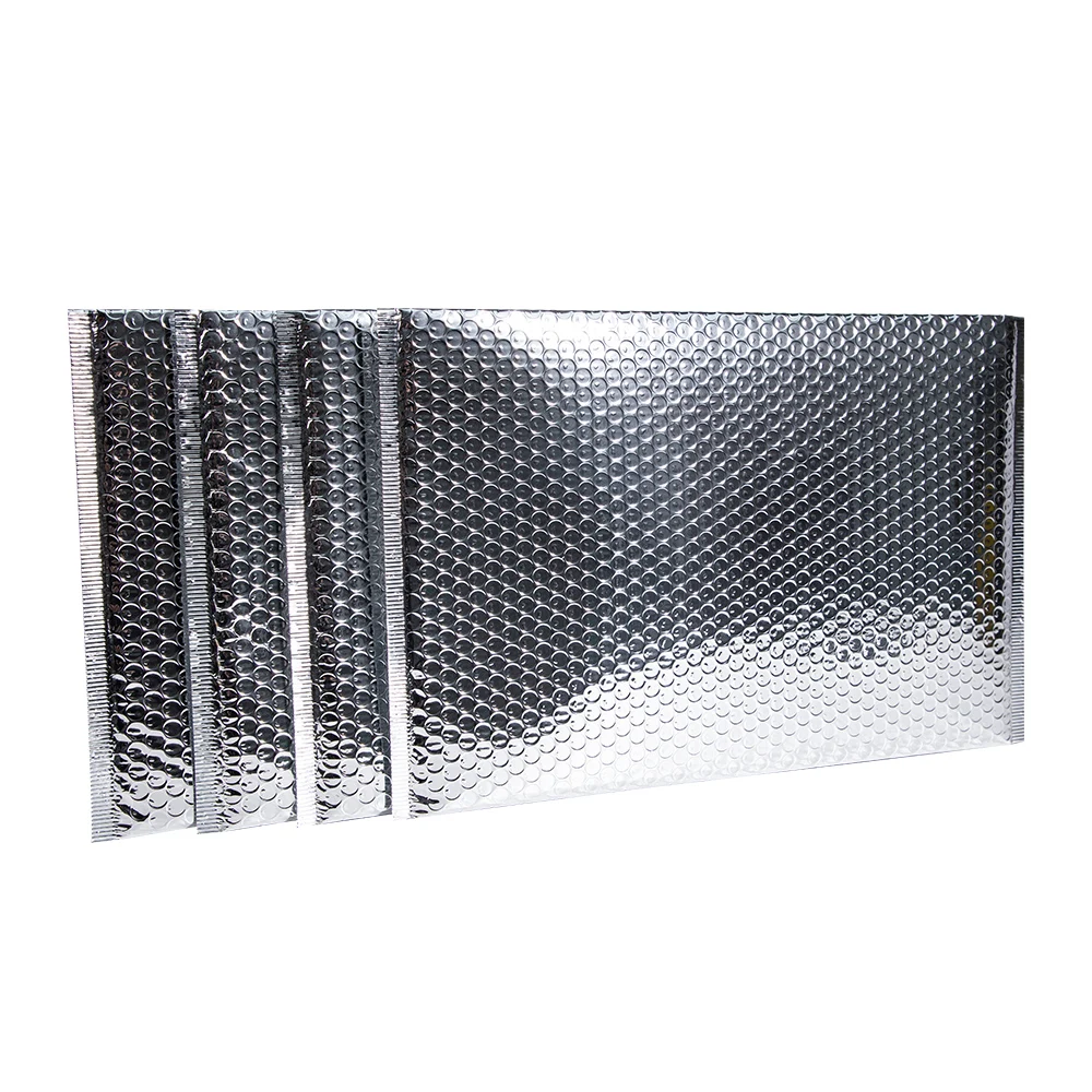 Extra Wide Glossy Metallic Silver Poly Bubble Mailers Glamour Envelopes Bags Perfect for DVD Wide CD