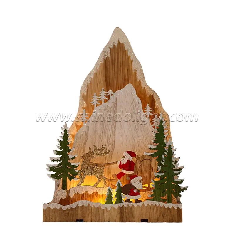 Christmas Tabletop Decoration Wooden Reindeer Santa Sleigh LED Light For Indoor Christmas Home Decor Holiday Light