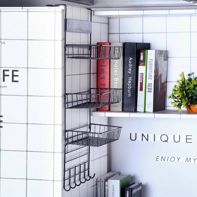 DSH Special design hot selling iron wire refrigerator hanging baskets storage basket behind the door