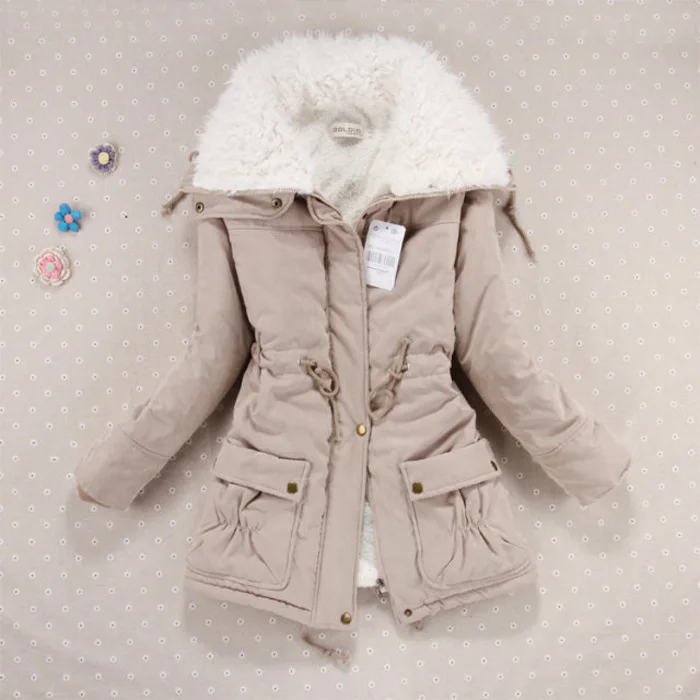 Autumn Winter Warm Jackets Fur Collar Coats Female Long Women Parka