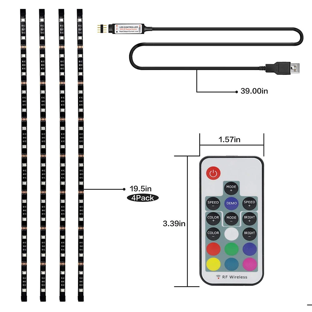 Smd5050 Usb Powered Dc5v Decoration For Tv Ktv Theatre Compute Mood Ip65 Color Dmx Led Strip Light With Remote Controller Kit