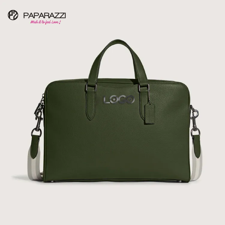 PA0413 2023SS luxury laptop work bag vegan pu genuine Plain leather available A4 2WAY Structured Custom Logo Business Briefcases