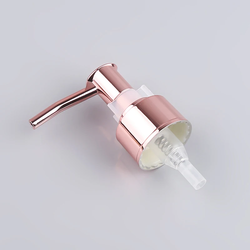 Luxury Rose Gold Pump ABS Plastic Cosmetic Bottle UV Lotion Pump Spray Bottle with Aluminum Metal Collar