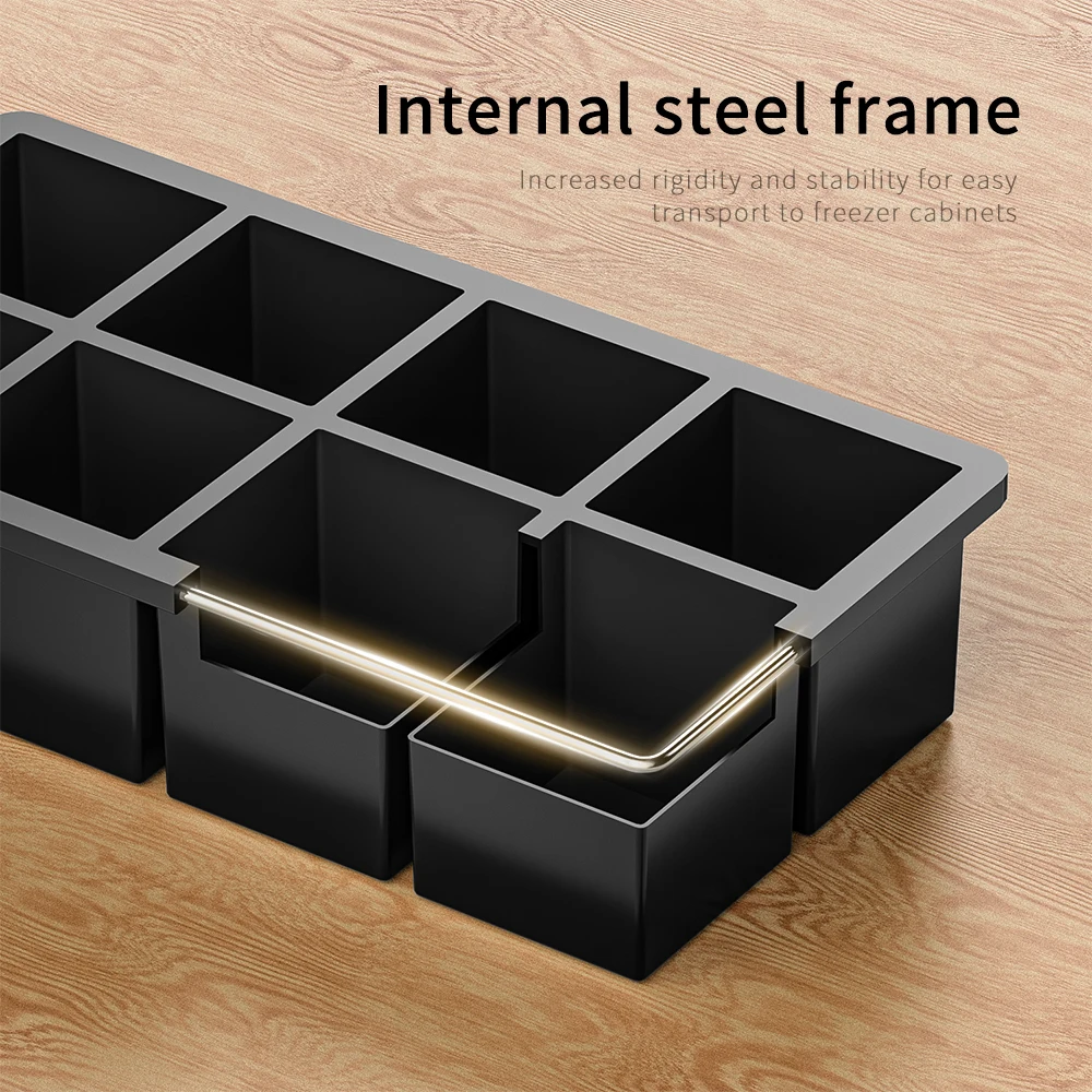 Large Silicone Ice Cube Trays for Whiskey,2-Inch Square Ice Cubes for Bourbon, Whisky Cocktails Giant Ice Cube Tray