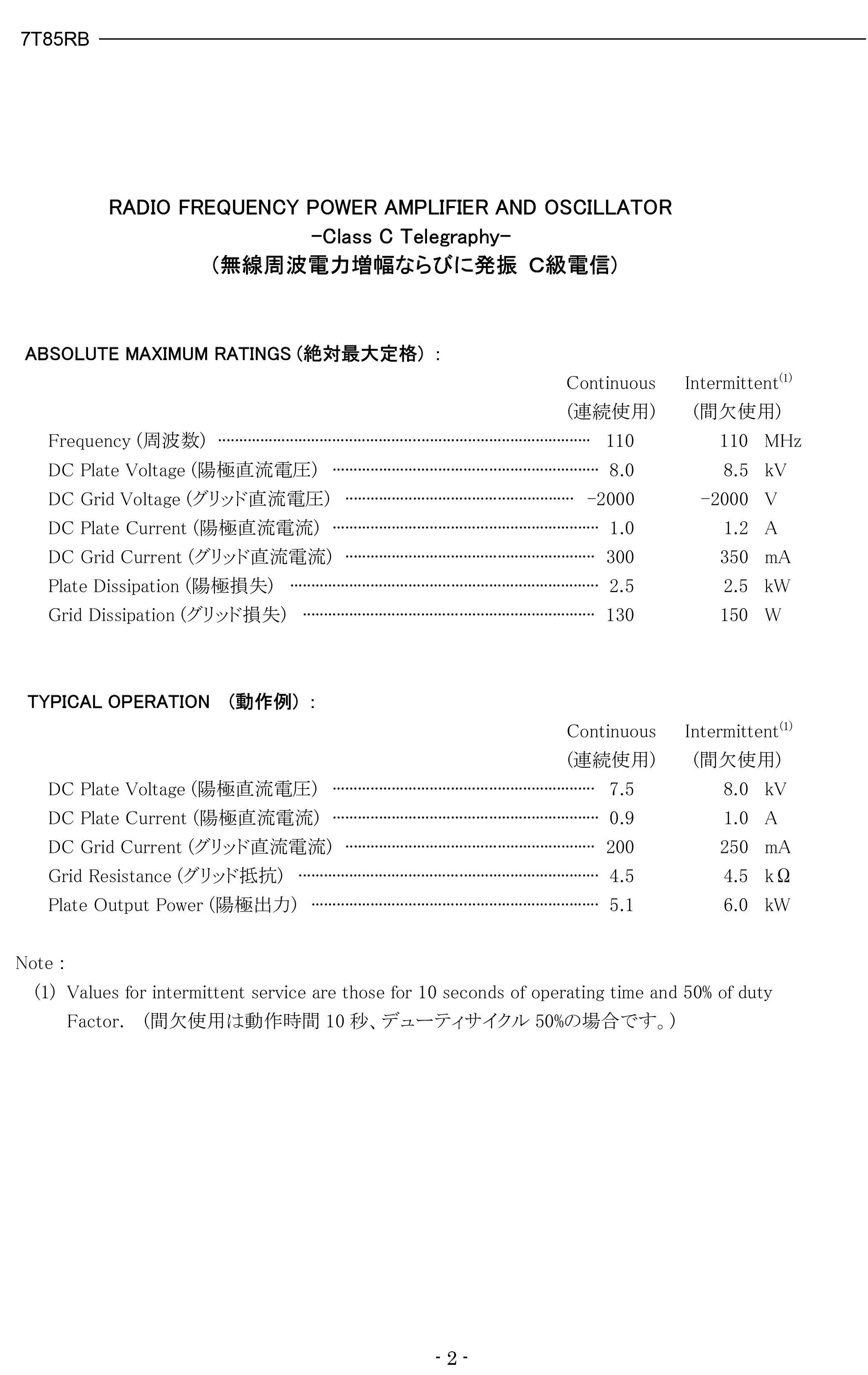 TOSHIBA CANON оригинальный японский 7T85B RF электронный триодный осциллятор колеблющаяся трубка лампа силовая для