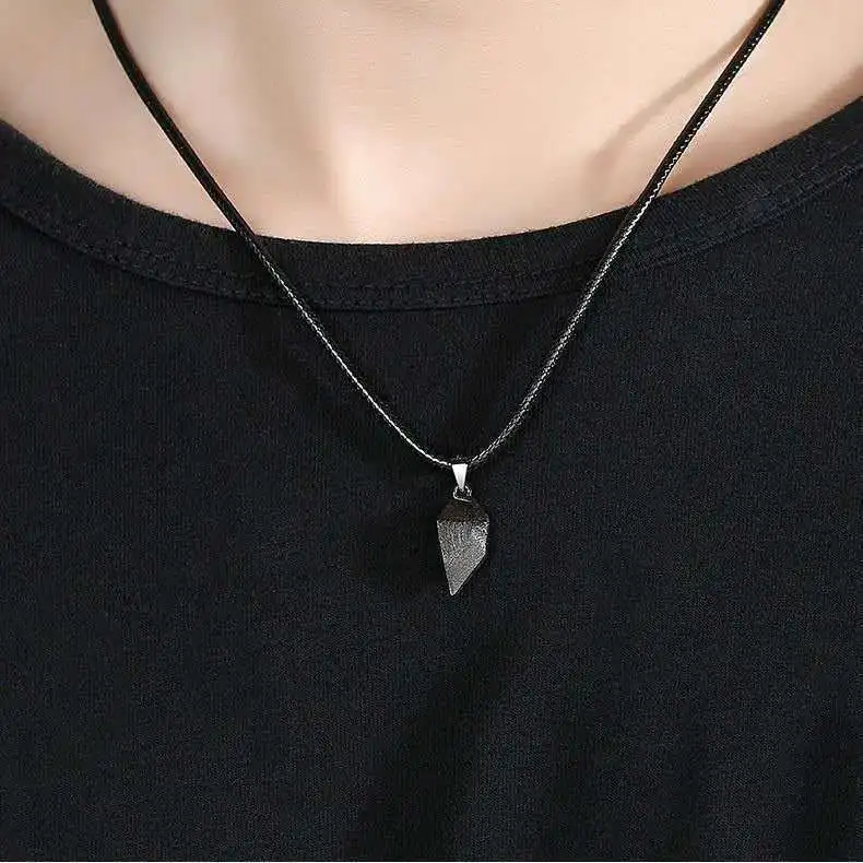 Korean Fashion Men Women Gothic Punk heart pendant necklace magnetic couple heart necklaces For Lovers