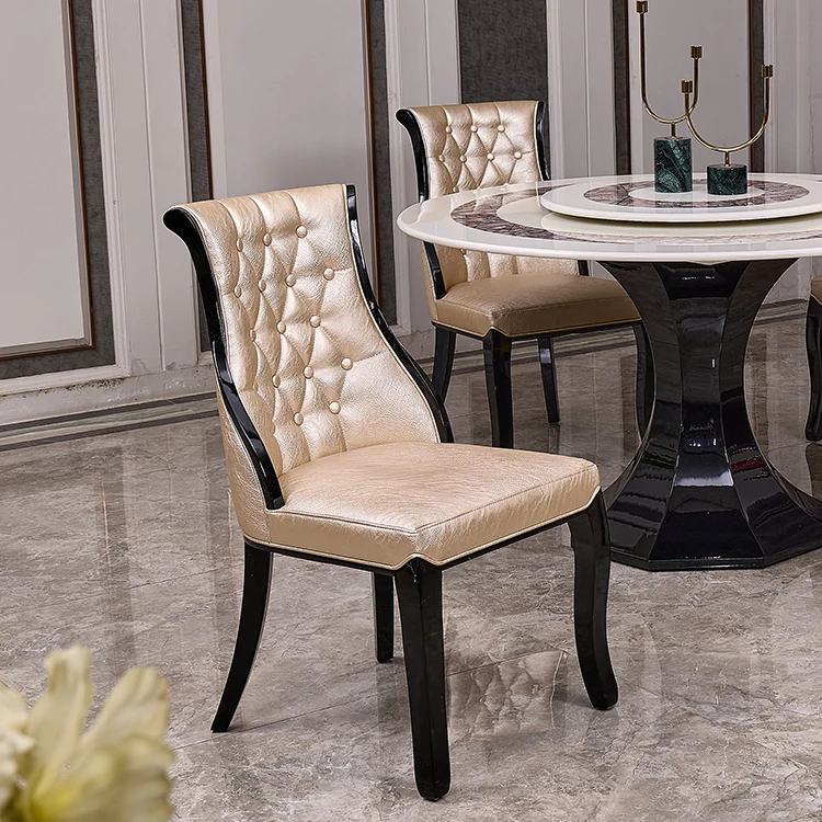 Casino Club Client Hotel Restaurant Living Room Dining Furniture Solid Wood Armchair Leather Cushion Elegant Chair