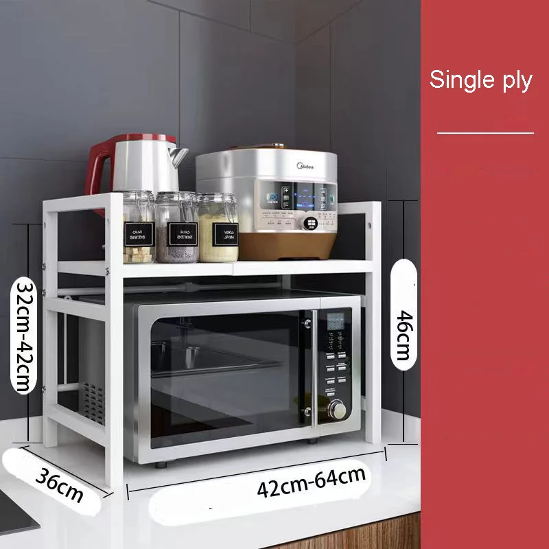 2 Tier microwave storage rack Place freely in the kitchen Metal Black/white Desktop Storage Book Holder