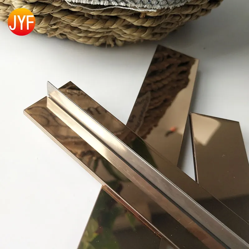 JYFA5107 Decorative Brushed Wall Skirting Metal Strip T Shape Tile Trim 201 Stainless Steel T Profile Ceiling Skirting
