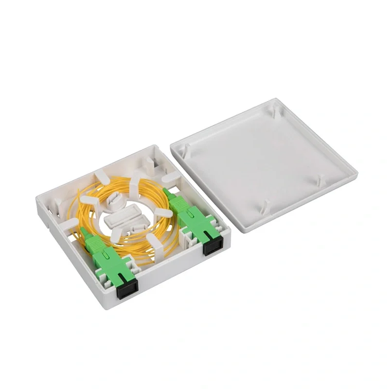 FTTH Mini Fiber Optic Fiber Terminal Box SC UPC APC LC 86 Type Faceplate Indoor Wall Mount 2FO Fiber Distribution Box 1m Pigtail